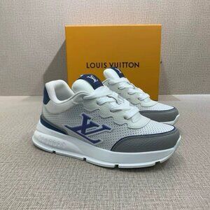 Louis Vuitton Monogram White and Navy Sneakers US 11